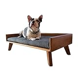 Atmos Homeware Cama para Perro | Fabricada en Madera de Parota Sólida | Cama con Cojín de Espuma de Poliuretano y...