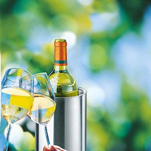 Habiba Cubeta de Hielo Cubitera de Acero Inoxidable, cubetas de Hielo de Doble Pared para Enfriador de Botellas de Vino Blanco, Cerveza aislada, Mantiene el Hielo congelado por más Tiempo Durable