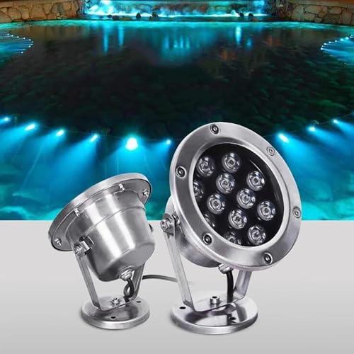 QICBYING Luces LED Subacuáticas para Estanques - Foco Empotrable RGB para Exteriores, Luces De Fuente De Estanque De Acero Inoxidable IP68, Iluminación De Piscina De Bajo Voltaje De 24V CA(Red,3w)