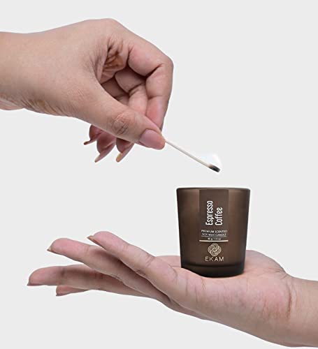 Image of EKAM Espresso Coffee Votive Soy Wax Scented Candle, 40 Grams, 10 Hours Burn Time| Long Lasting Premium Candles | Ideal for Home Decor | Gifting & Aromatherapy (Pack of 6)