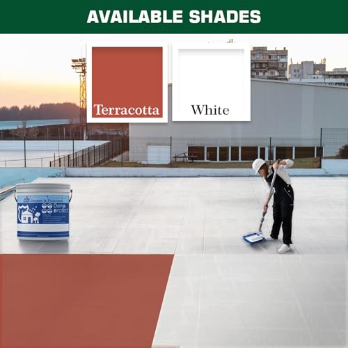 Image of Jenson & Nicholson Damp Protect, Elastomeric Waterproof Coating, Low VOC Paint with Crack Bridging, 10 Year Protection for Masonry, Exterior Walls TERRACOTTA - 4L