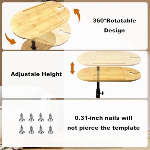 KOBSAINF Natural Bamboo Bathtub Tray Stand - 0.47in Thick Adjustable Height Bath Table with Wine Glass Holder, Expandable Freestanding Design ，Multi-Functional Bathing Companion by KOBSAINF - Image 4