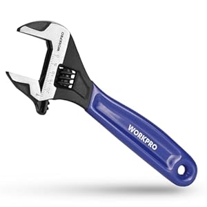 WORKPRO 150 mm Wide Mouth Adjustable Wrench and Pipe Wrench, Metric Adjustable Spanner with Bi-Material Soft Grip