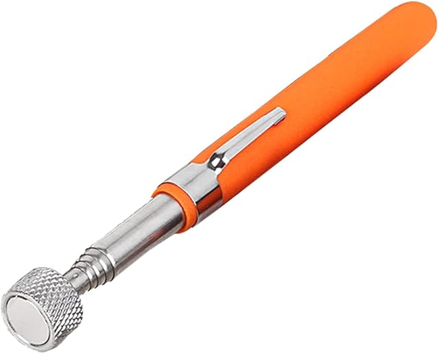 KAV Pen Style Telescopic Magnetic Pick Up Tool | Sweeper for Collecting Metal Nuts, Bolts, Screws, Keys, Coins up to 10 lbs and Extend 660mm - Orange