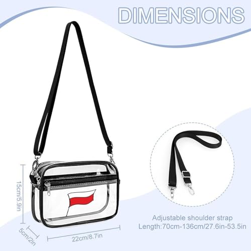 Poland Polska Flag Clear Stadium Bag Clear Mini Messenger Bags with 2 Compartments Crossbody Bag2