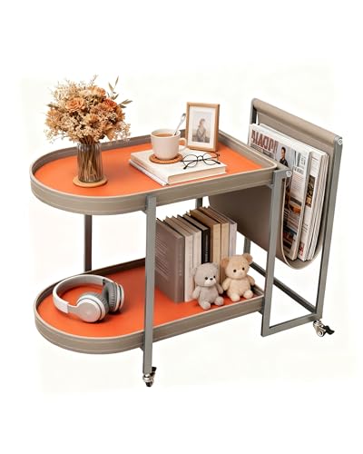 Cre Cra Moderne Beistelltisch mit Lederplatte und Metallrahmen - Perfekt für Wohnzimmer und Büro