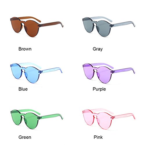 Armear Women Retro Rimless Round Sunglasses Tinted Yellow One Piece Lens Frameless Eyewear - Thumbnail 4