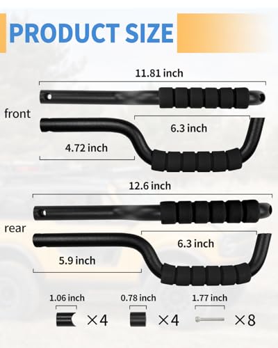 Image of ROADER Front & Rear Roll Bar Grab Handles Compatible with 2024 2025 New Ford Bronco 2021 2022 2023 4 Door, Aluminum Alloy Grip Handles Bronco Interior Accessories, 4 Pack(Not Fit Bronco Sport)
