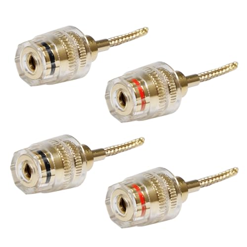 Sixfolo 4 Piezas Conector Banana de Audio Conector Banana Flexible Rojo y Negro Conectors banana Hembra de 4mm a conector de Clavija de 2mm para Amplificadores Altavoces y Equipos de Audio