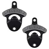 HAIICEN Black Beer Bottle Cap Opener Wall Mounted, Stainless Cooler Mounted Soda Top Opener Gifts for Bar Man Cave (2 PCS)