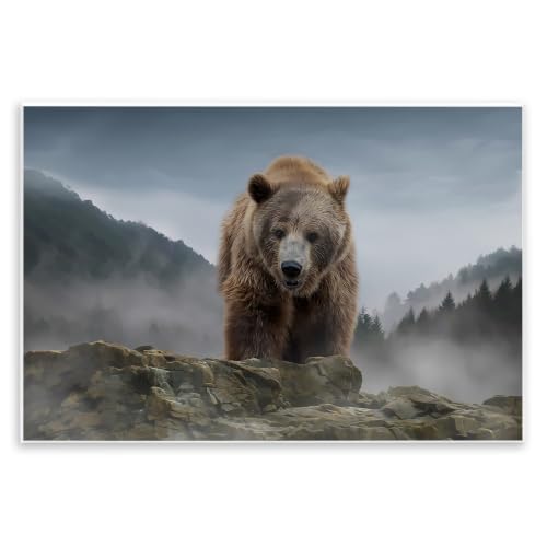 Roaring Grizzly Bear Rocky, 13 x 19 Inch Mounted Print on Wall Plaque