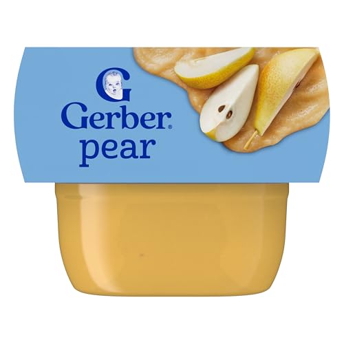 Gerber Stage 1 Baby Food, Pear Puree Tubs, No Artificial Colors or Flavors, Baby Puree, 16-Pack