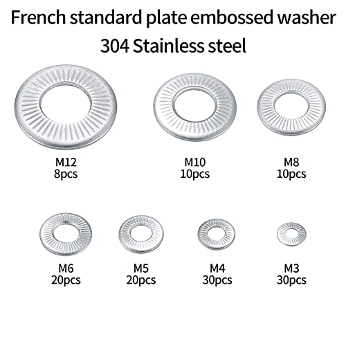 belleville 128 pcs conical knurled spring washers stainless steel coned-disc amp disc cupped spring washers assortment set m3-m12