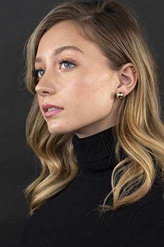 14K Yellow Gold Stud Ball Earrings Large Polished Shiny 12Mm #TOP2