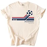 FITIN Retro Soccer Cup '26 Garment-Dyed T-Shirt, International Soccer Graphic Tee, Country Team Sports Fan Shirt (US, Alpha, Large, Regular, Regular, Ivory, Norway)