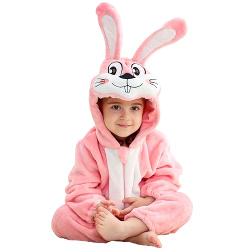 HAHASHOW BéBé d'hiver Grenouillères Combinaison Unisexe Flanelle Barboteuses Manteau à Capuche Enfants Pyjama Jumpsuit pour Garçon et Fillex 24-30 Mois,...