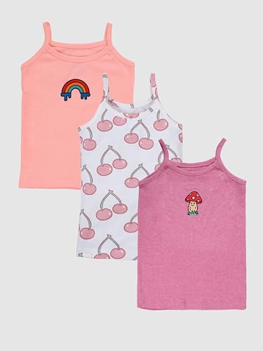 Image of KiddoPanti Girls 100% Cotton Printed Camisoles Tank Top Slips Pack of 3