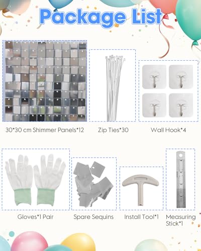 Silver Shimmer Wall Backdrop 12 Piezas 4x3 Ft miniatura 2