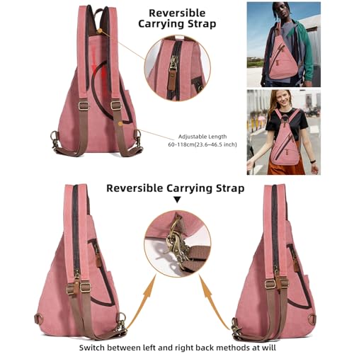 KL928 Canvas Sling Bag - Small Crossbody Backpack Shoulder Casual Daypack Rucksack for Men Women(Large Version)