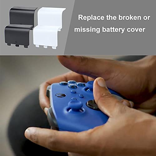 Aosai Battery Cover For Xbox Series X, Xbox Series S Controller, Replacement Battery Back Door Lid For Xbox Core Controller, Batteries Caps Shell Repair Part For Xbox Series X/S (2 Black + 2 White) #TOP3
