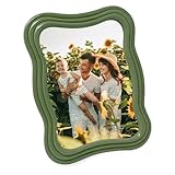 Isaac Jacobs 5x7 Green Curved Deco Frame for Tabletop and Wall Display, Decorative Art, Design, Home Décor, Gift (5x7, Green)