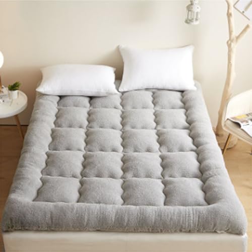 Colchón plegable, almohadilla de dormir portátil para dormitorio, tamaño mediano doble, material de terciopelo, 90 cm x 200 cm, colchón enrollable para futón de invierno