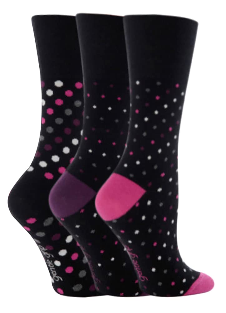 Gentle Grip Women's Black 3 Pair Dots Socks