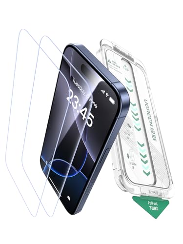 UGREEN 2 Pack for iPhone 17 Pro Max Screen Protector 6.9 with Auto-Align Zero Dust Installation Tool 9H Ultimate Drop Protection Military Grade Tempered Glass Screen Protector Easy to Install