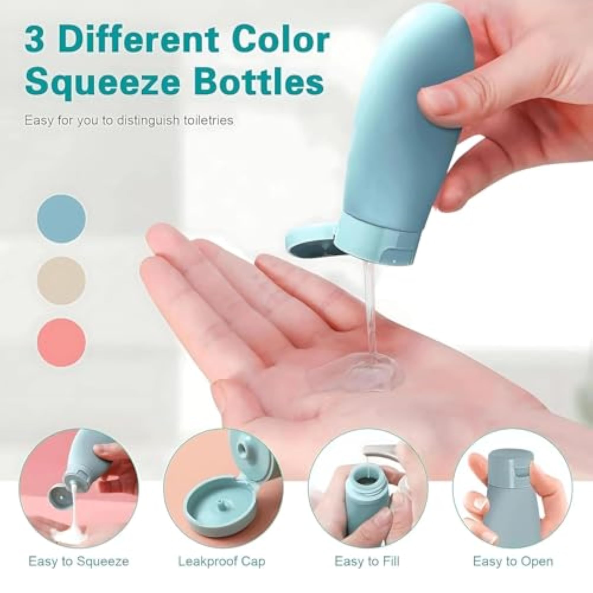 3pc Silicone Travel Bottles Set, 60ml