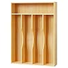 Bellsal Utensil Organizer 10 Inch Silverware Tray for Drawer Utensil Holder Cutlery Organizer Kitchen Drawer Organizer 5 Compartment Small Narrow Bamboo