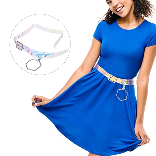 Colorful Waist Belt Transparent Waistband With Square Buckle and Hanging Geometric Ring for Women Ladiess (100cm)2