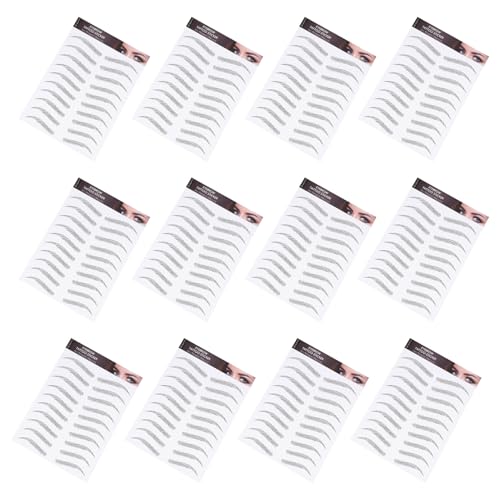 TOPBATHY 12 hojas Pegatinas de Tatuajes de Cejas Resistentes al Agua Adhesivas y Reutilizables para Maquillaje Natural y Fácil Aplicación Mujeres y Niñas