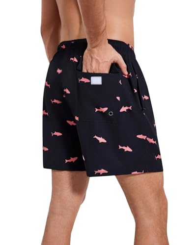 Mens Swim Trunks with Compression Liner 5" Stretch Beach Shorts 2 in 1 Quick Dry with Zipper Pockets Board Shorts2