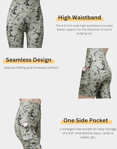 Image of Women's Polyester Stretchable Gym Shorts with Side Pockets High Waist Slim Fit Above Knee Length Activewear Tights Gym Fitness Cycling Running Yoga Shorts for Women