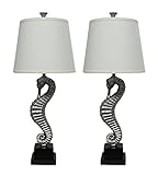 Urbanest Set of 2 Seahorse Table Lamps, Antique Silver