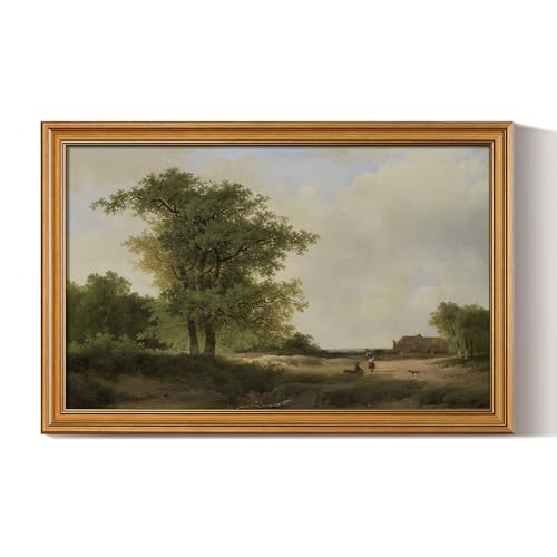 Image of HUARCEY Gold Framed Vintage Wall Art for Living Room, Landscape Painting Prints Shelf Decor for Kitchen, Aesthetic Bedroom Wall Art, Best Gifts for Friends or Family - Country Cottage 24L x 16W