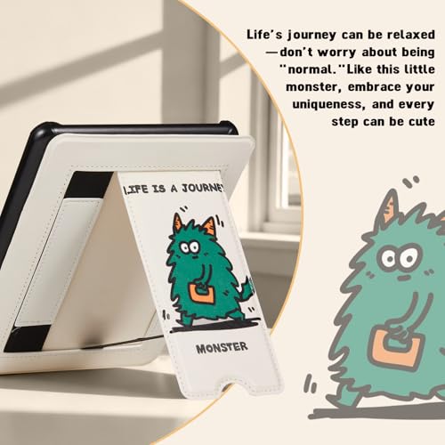 Image of CoBak Lightweight Stand Cute Case for 7 inch Kindle Paperwhite 12th Gen 2024 and Kindle Colorsoft with Right Hand Strap - Compatible with iPhone MagSafe, for Samsung /Anker Wireless Charging Pads
