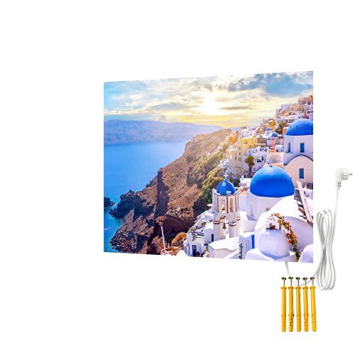 BR Bringer Bild Infrarotheizung rahmenlos 450 Watt- Bildheizung mit UV Druck- 80x60x1, 8cm- Santorini, Griechenland