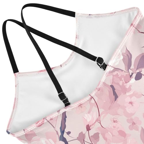 A Pattern of Flowers in Pink Kids Girls 1-Piece Swimsuit Beach Swimming Suits Adjustable Strap Quick Dry4