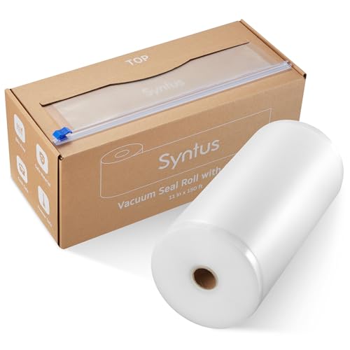 Syntus 11" x 150' Vacuum Sealer Bags for Food with Cutter, Vacuum Sealer Bags Roll Keeper BPA-free Heavy-duty Commercial Grade for Food Storage, Meal Prep and Sous Vide by Syntus - Used condition - US$22.29
