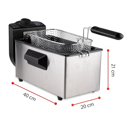 alpina Fritteuse - 3 Körbe - 5 Liter - 2000 Watt - Thermostat bis 190 °C - Anti-Heizung - Edelstahl – Bild 3