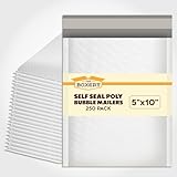 The Boxery 5x10''|#00 Poly Bubble Mailers- 250 Pack, Padded Envelopes, Self Seal, Waterproof Shipping Bags, Padded Mailers for Shipping & Packaging