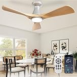 Depuley 42-Zoll-Deckenventilatoren mit Licht: Holz 3 Flügel Flush Mount Low Deckenventilator für Schlafzimmer - Dimmbarer Innenventilator mit APP-Fernbedienung Ultraleiser DC-Motor Zeitschaltuhr