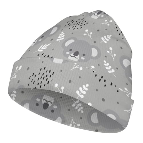 Cute Kola Animal Pattern Kids Beanie Hat for for Girls Boys Children Cap Winter Knitted Chemo Cancer Headwear Accessories Gifts Decoration Black