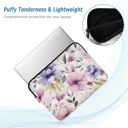 Funda para portátil de 13-14 pulgadas morada con diseño floral miniatura 5