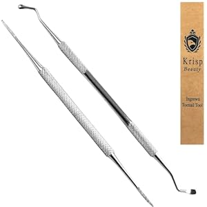Ingrown Toenail Removal Kit – Under Nail Cleaner Tool Double Ended Nail Lifter & Nail File Cleaning Scooper Curette Tools Trimmer Medical Grade Stainless Steel Manicure Pedicure Nail Care Set by Krisp
