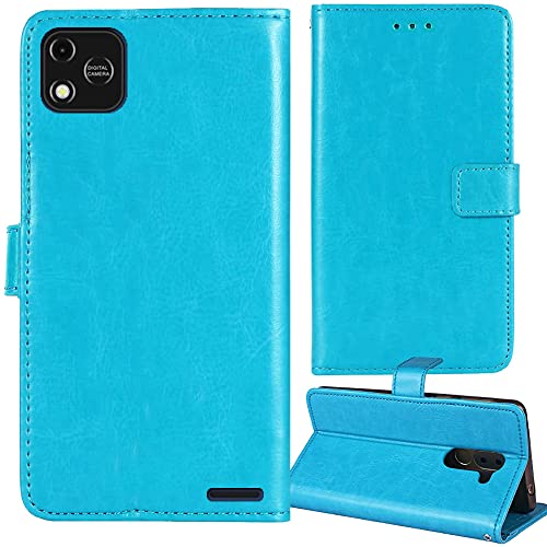 Tnviud Stand Premium Retro Business Flip Leather Case Protector Bumper For IMO Q2 Pro 4" Protection Phone Cover Skin Folio Book Card Slot Wallet Magnetic (Blue)