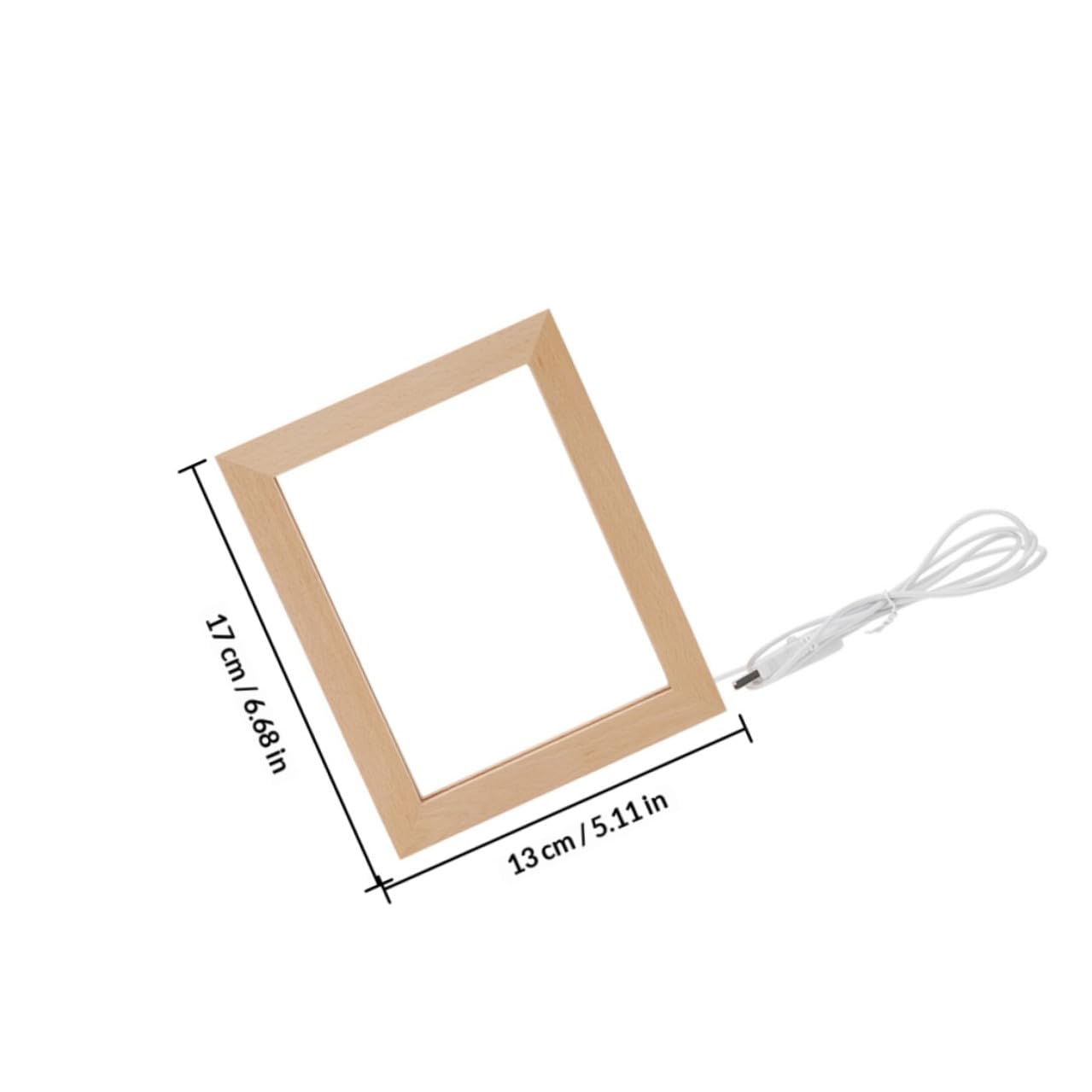LIFKOME Marco de Fotos LED de Mesa 2 Piezas Luz Nocturna Cálida USB Marco de Madera Maciza 170x130 Mm Iluminado por LED para Decoración del Hogar