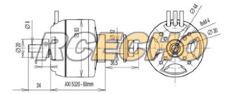 AXI 5320-60mm Motor Technical Drawing