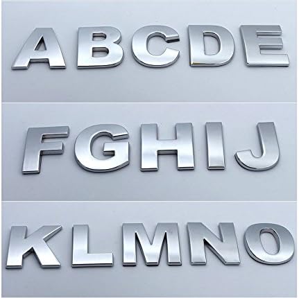 Fangfei 1 Set 36 Pcs Silver Car Logo Auto 3D Emblem Badge Sticker Metal Letters Number (A Set 36 pcs Silver Letters)